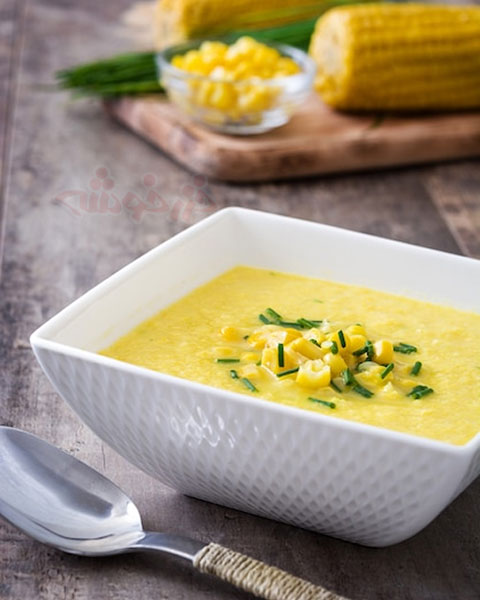 creamy soup corn flour khazarkhooshe img w480h600 05 طرز تهیه سوپ کرمی با آرد ذرت, سوپ کرمی با آرد ذرت, دستور پخت سوپ کرمی با آرد ذرت, روش پخت سوپ کرمی با آرد ذرت