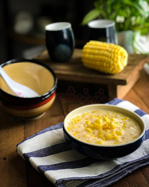 creamy soup corn flour khazarkhooshe img w480h600 07 طرز تهیه سوپ کرمی با آرد ذرت, سوپ کرمی با آرد ذرت, دستور پخت سوپ کرمی با آرد ذرت, روش پخت سوپ کرمی با آرد ذرت