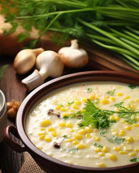 creamy soup corn flour khazarkhooshe img w480h600 09 طرز تهیه سوپ کرمی با آرد ذرت, سوپ کرمی با آرد ذرت, دستور پخت سوپ کرمی با آرد ذرت, روش پخت سوپ کرمی با آرد ذرت