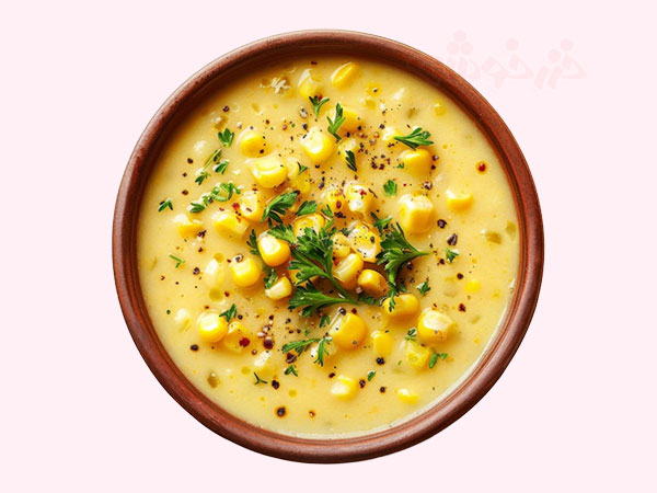 creamy soup corn flour khazarkhooshe img w600h450 02 طرز تهیه سوپ کرمی با آرد ذرت, سوپ کرمی با آرد ذرت, دستور پخت سوپ کرمی با آرد ذرت, روش پخت سوپ کرمی با آرد ذرت