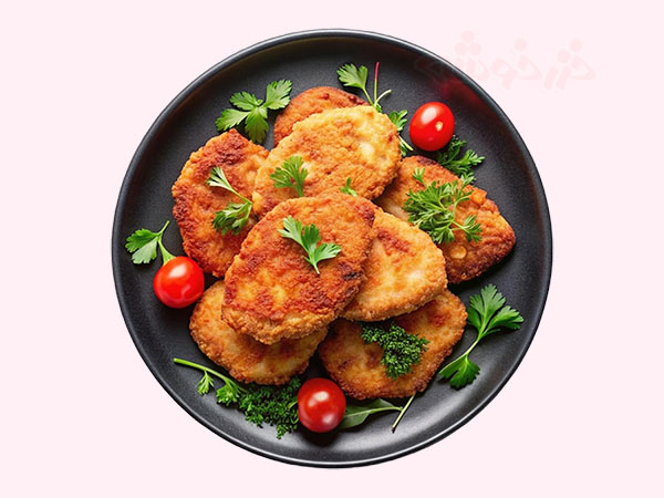 crispy cutlet kuku khazarkhooshe img w600h450 10 طرز تهیه کتلت و کوکو, کتلت و کوکو خانگی, دستور پخت کتلت و کوکو, روش پخت کتلت و کوکو